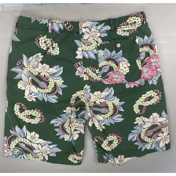 Vtg Polo Ralph Lauren Floral Shorts Mens 36 Green Tropical Floral Ukelele Y2K - Picture 2 of 14